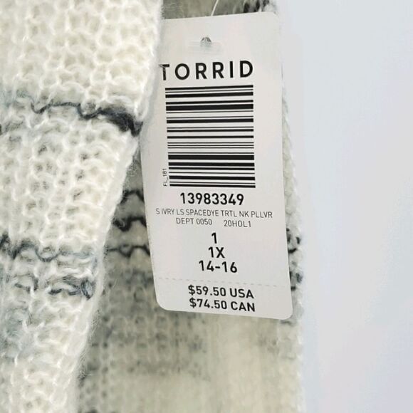 TORRID IVORY SPACE DYE TURTLENECK SWEATER 1X 14/16 - Picture 9 of 16